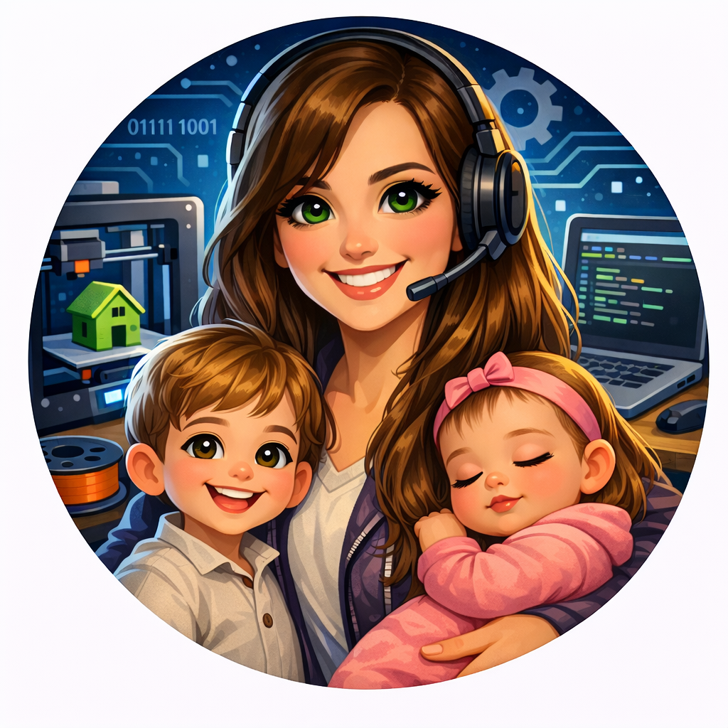 Retrato ilustrado de Steph con sus dos hijos