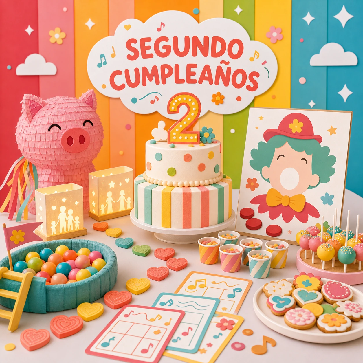 Segundo cumpleaños: juegos, música y color